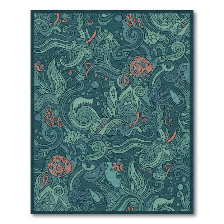 Deep Ocean Coral Fish Swirls Rug