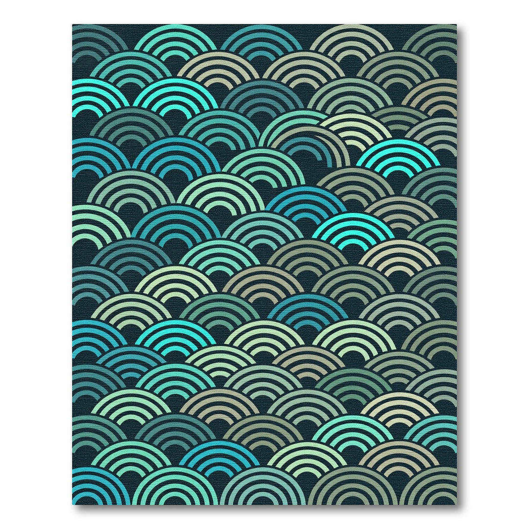 Oceanic Teal Arc Wave Rug