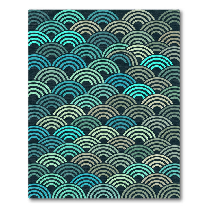Oceanic Teal Arc Wave Rug