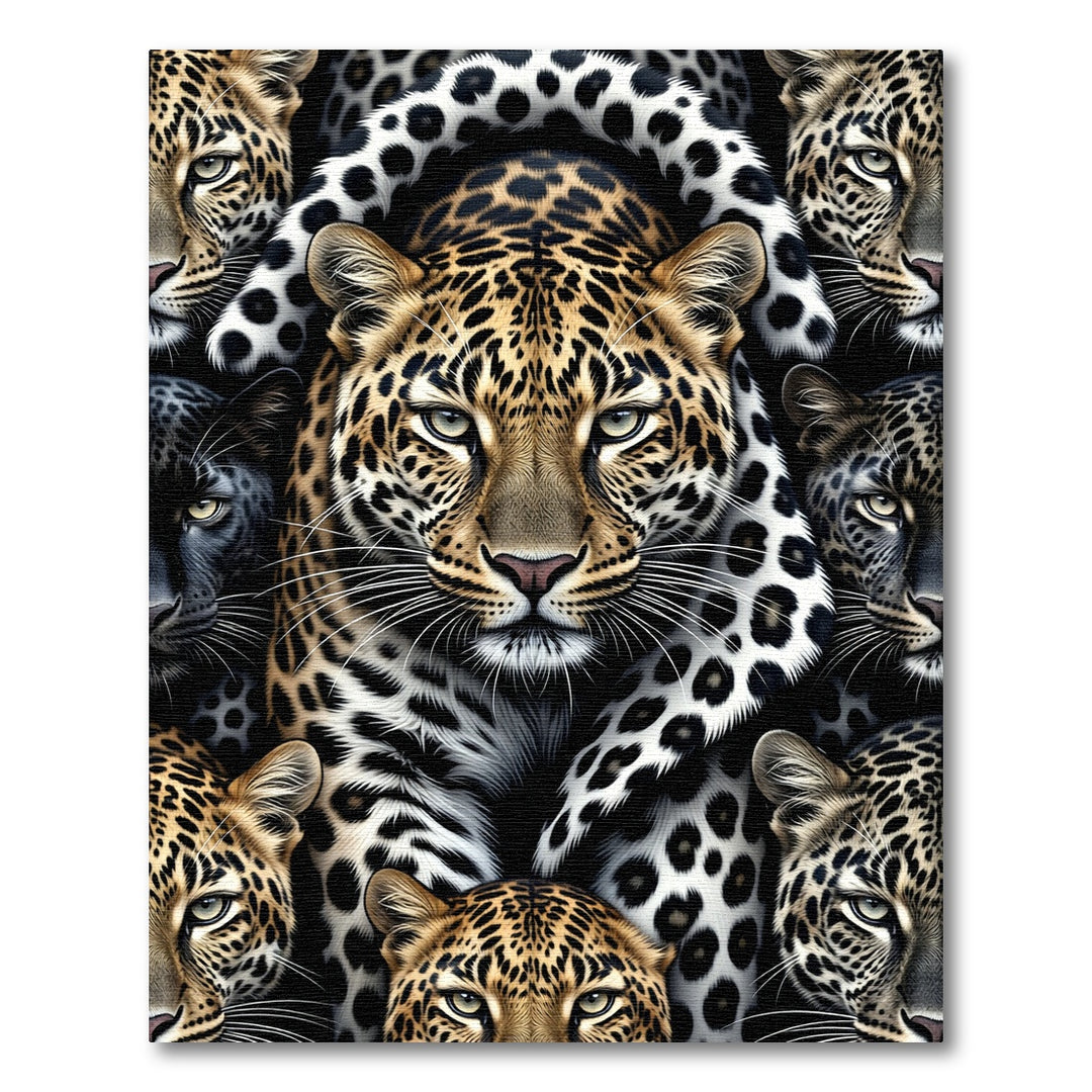 Leopard Face Collage Rug