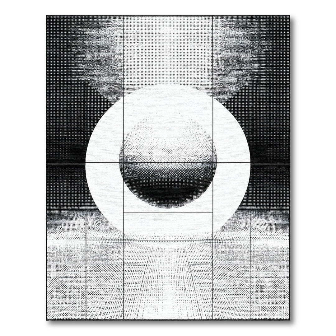 Black White Geometric Sphere Rug