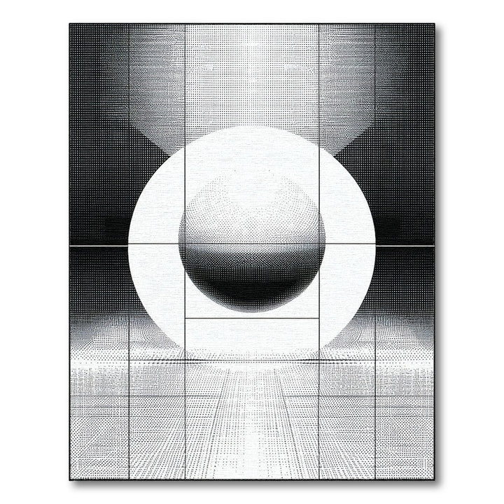 Black White Geometric Sphere Rug