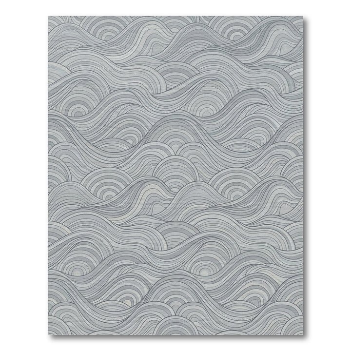 Monochromatic Cool Gray Wave Landscape Rug