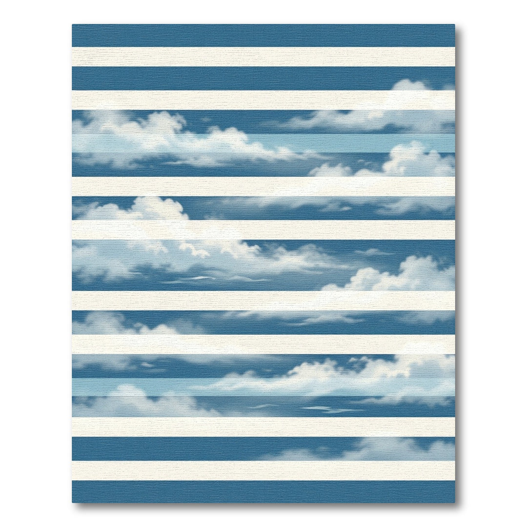 Blue White Striped Sky Clouds Rug