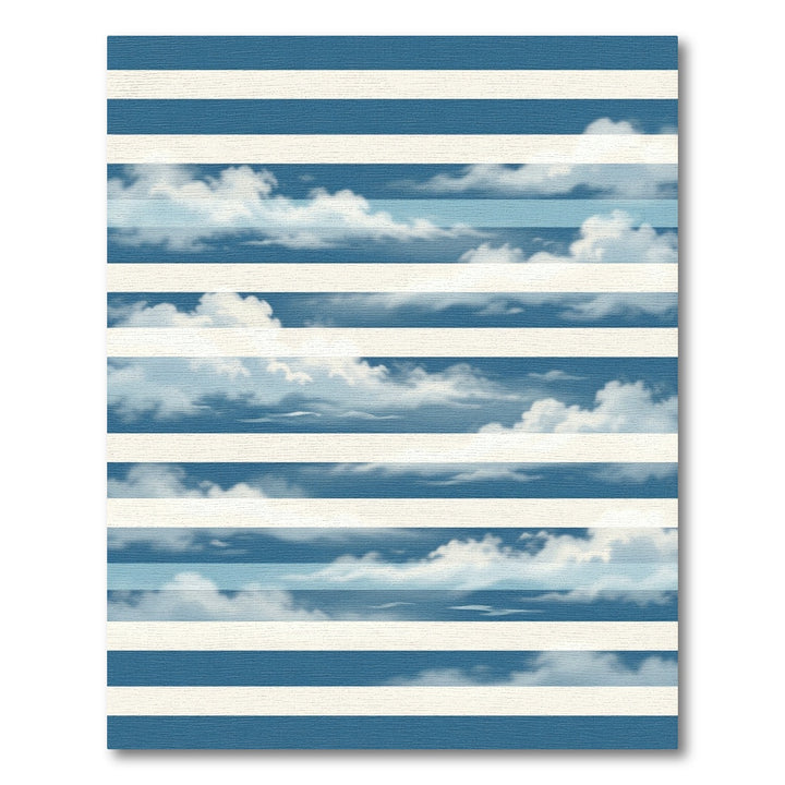 Blue White Striped Sky Clouds Rug