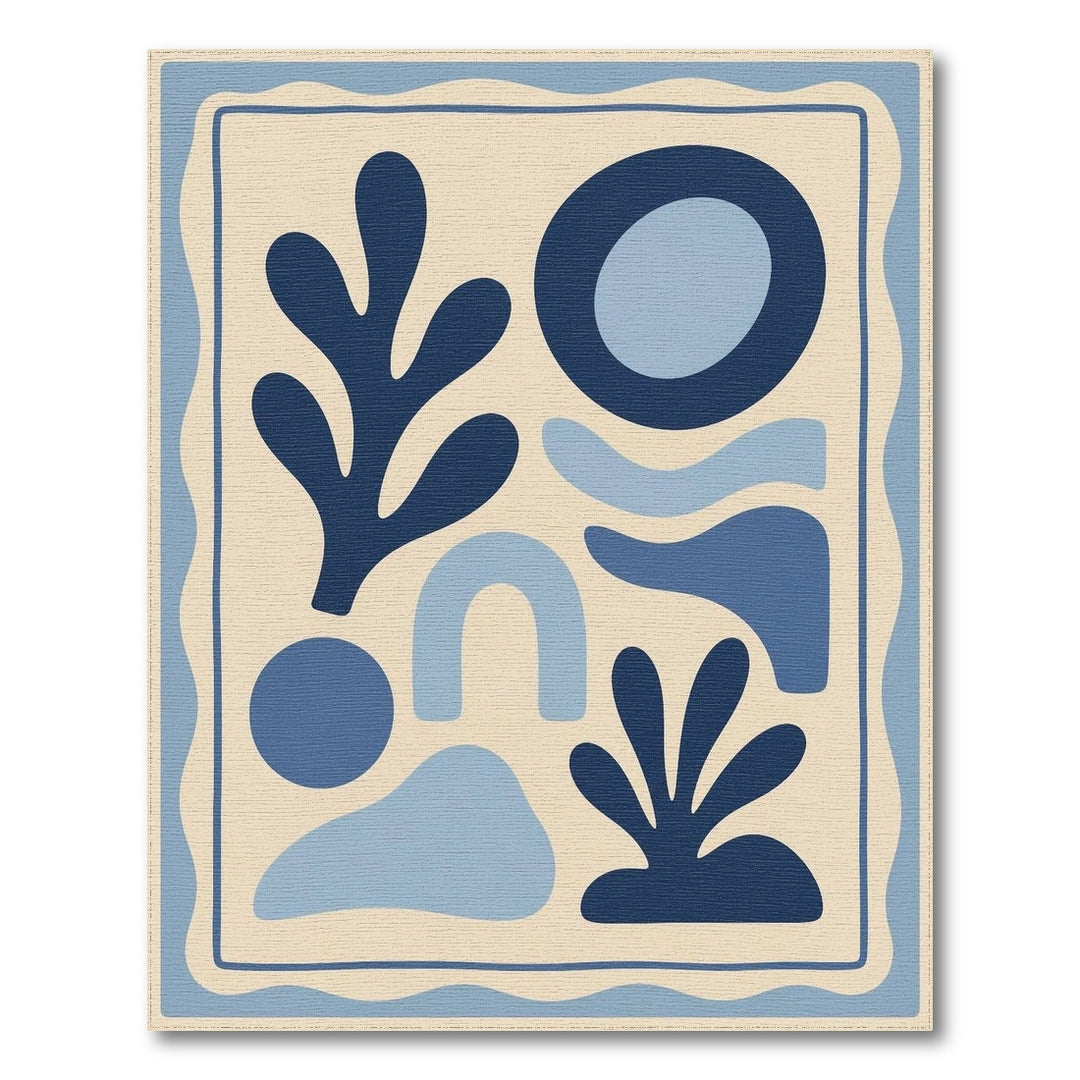 Blue and Teal Blue Organic Abstract Area Rug