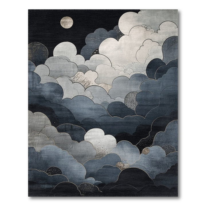 Moonlit Cloudscape Abstract Area Rug