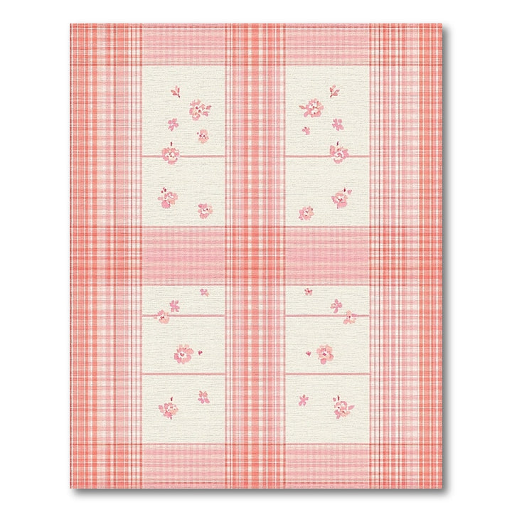 Pink Floral Gingham Area Rug