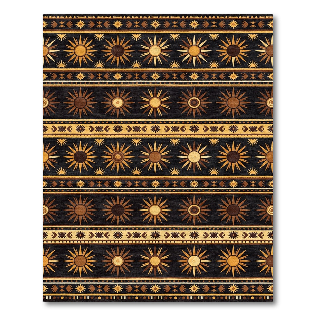Earth Tones Sunburst Geometric Stripe Rug
