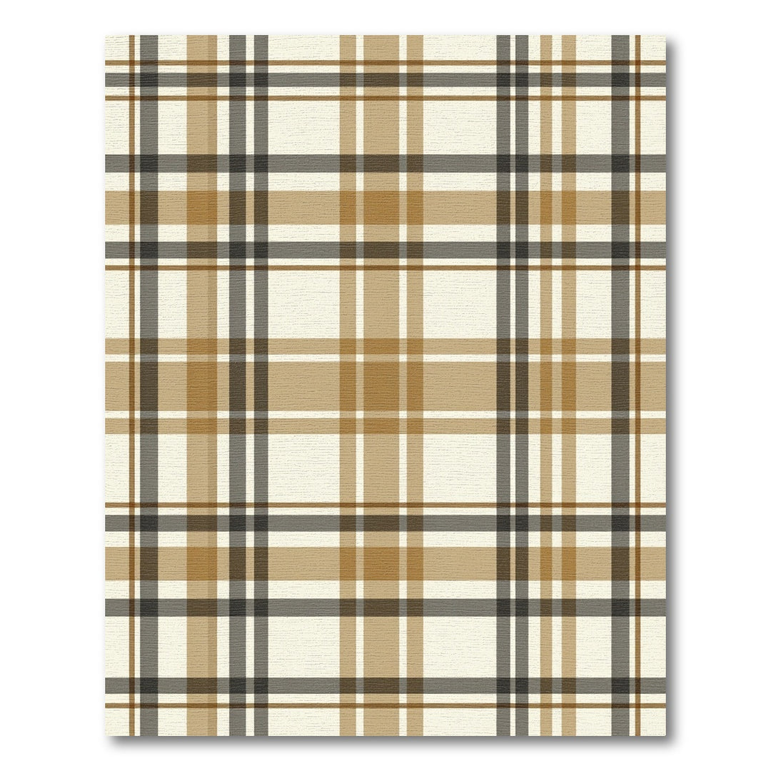 Warm Brown Beige Tartan Plaid Rug