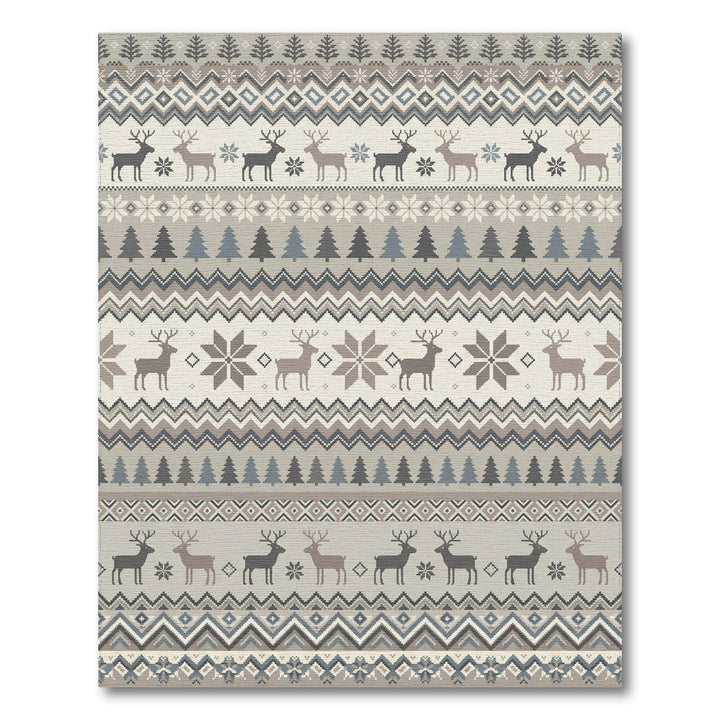 Cozy Nordic Reindeer Forest Stripes Rug