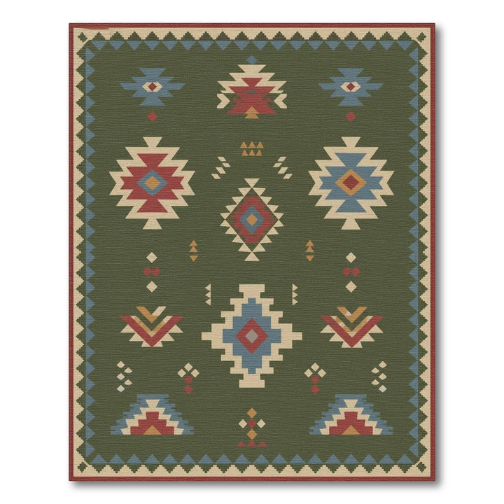 Green Geometric Green Southwestern Geometric Area Rug
