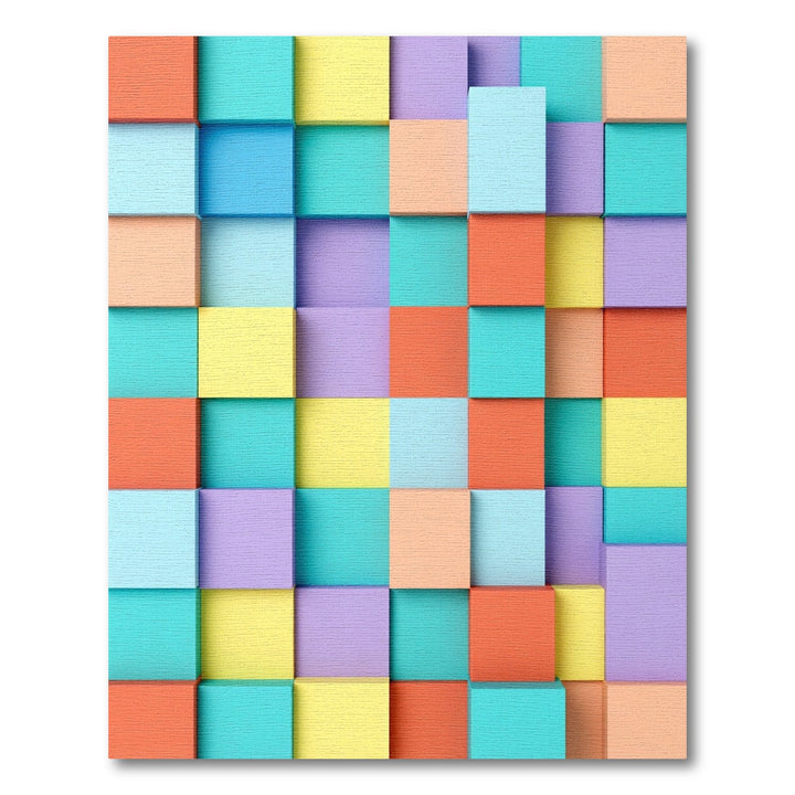 Pastel Blocks Cubic Abstraction Rug