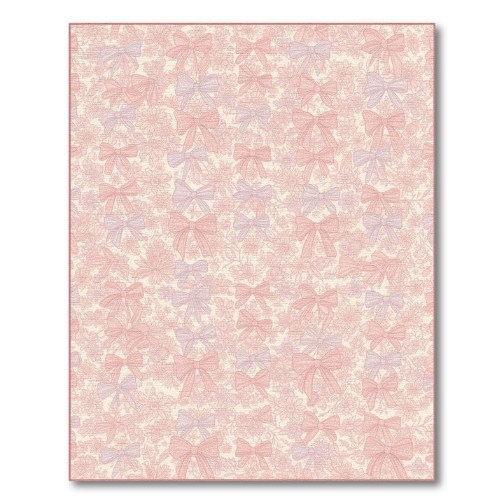 Pink Bow Floral Washable Area Rug