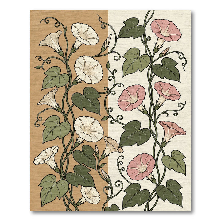 Cream and Pink Morning Glory Vines Rug
