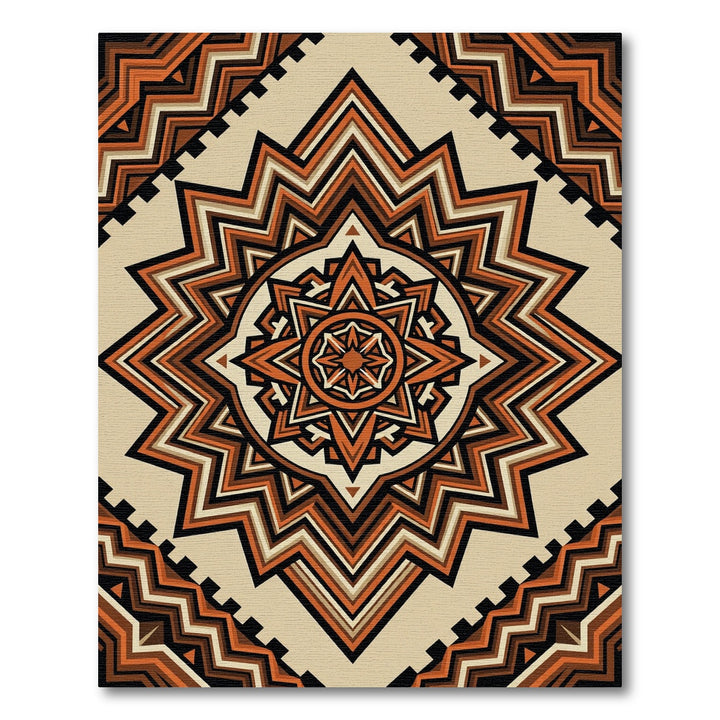Geometric Sunburst Orange Rug