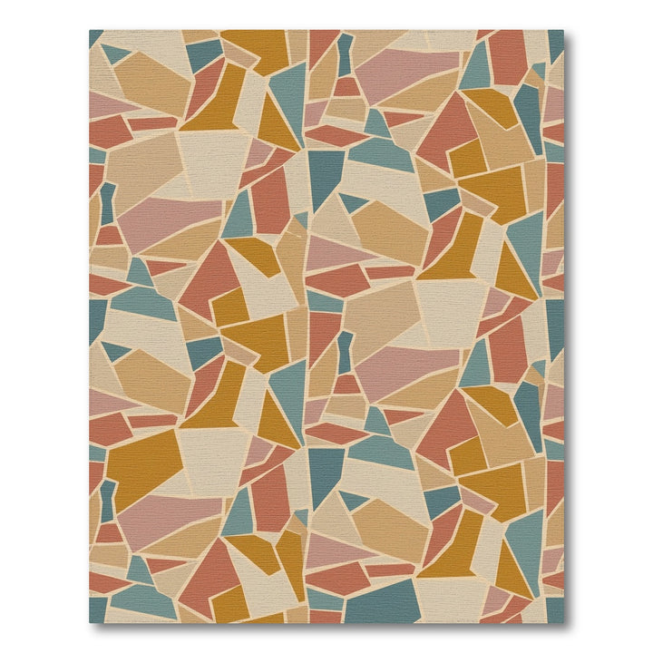 Earthy Terracotta Abstract Geometric Mosaic Rug