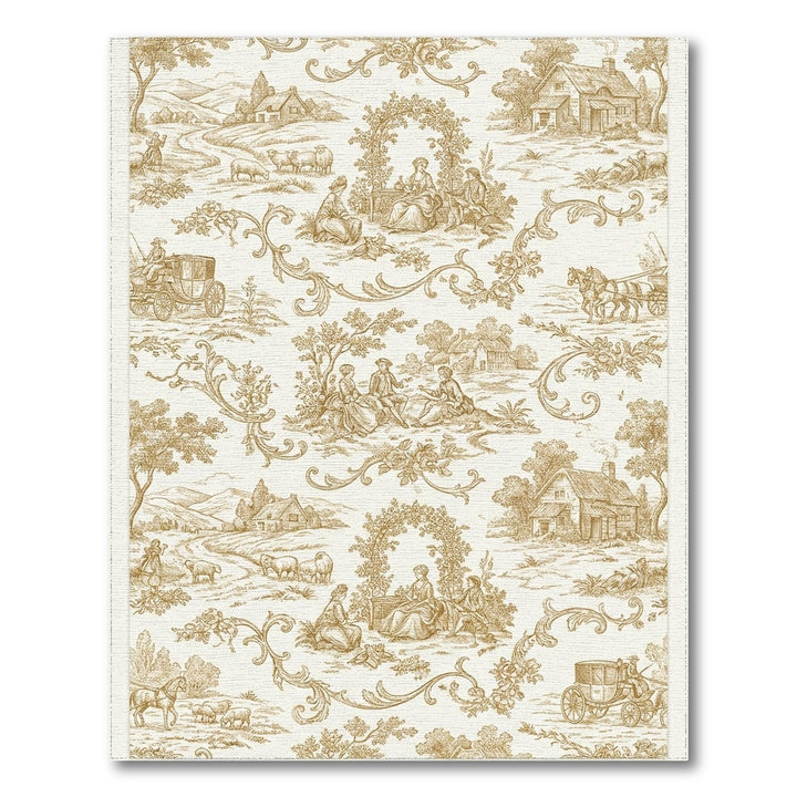 Golden Countryside Carriage Scene Rug