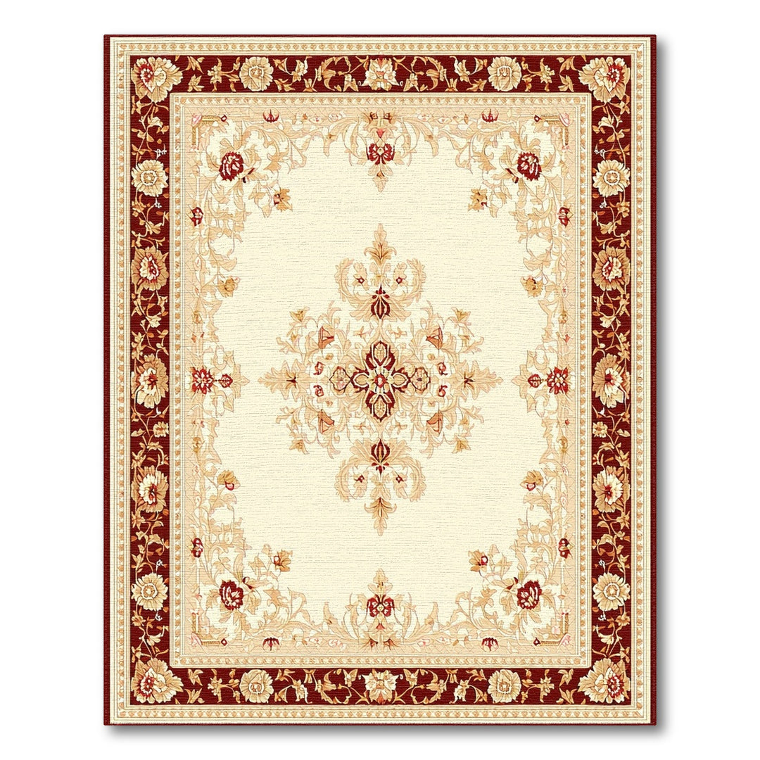 Red Persian Floral Medallion Area Rug