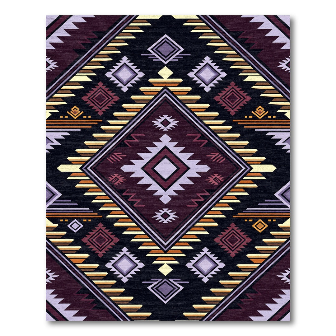 Deep Burgundy Tribal Geometric Diamond Rug