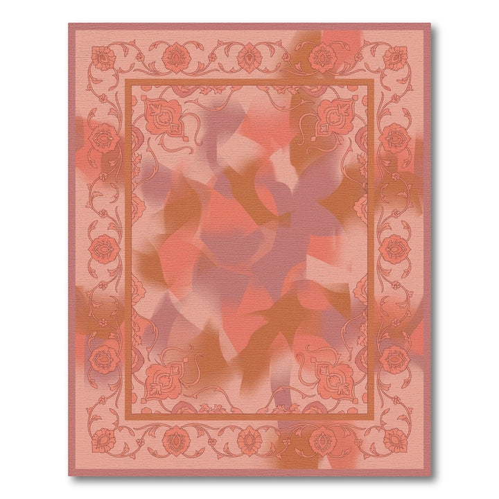 Terracotta Floral Border Abstract Bloom Rug