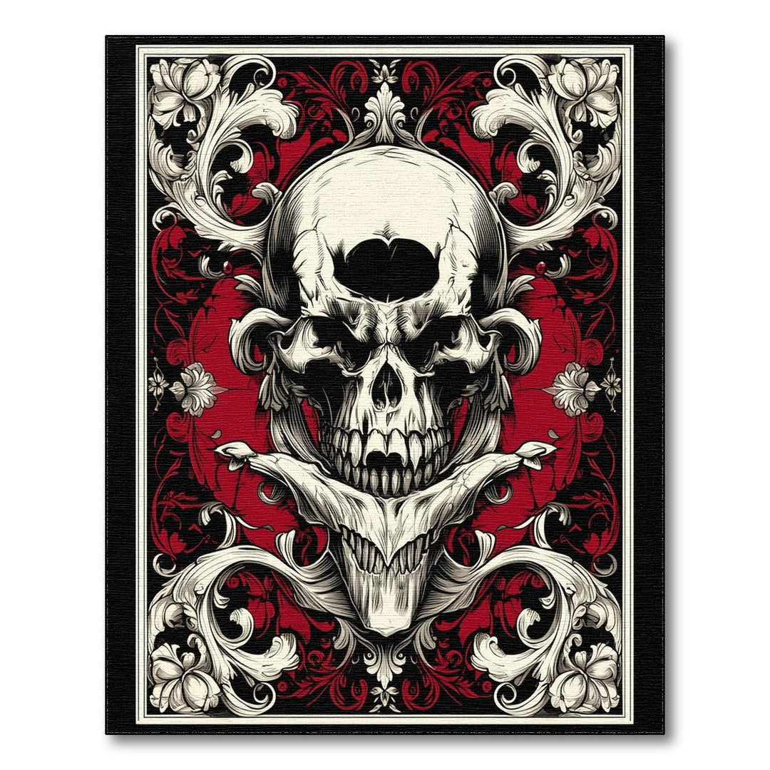 Skull and Crossbones Floral Area Rug