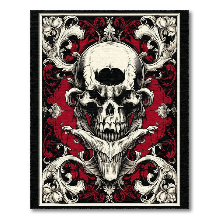 Skull and Crossbones Floral Area Rug