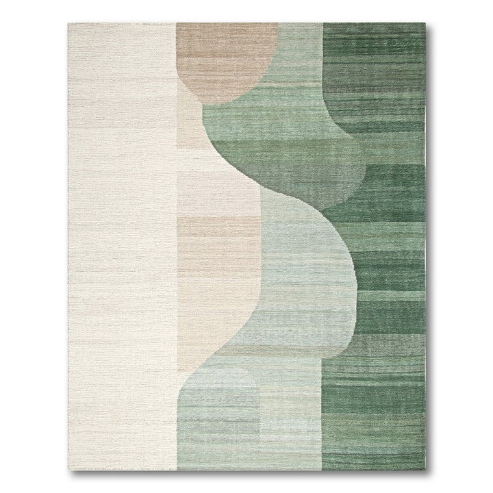 Green Abstract Wave Green Area Rug