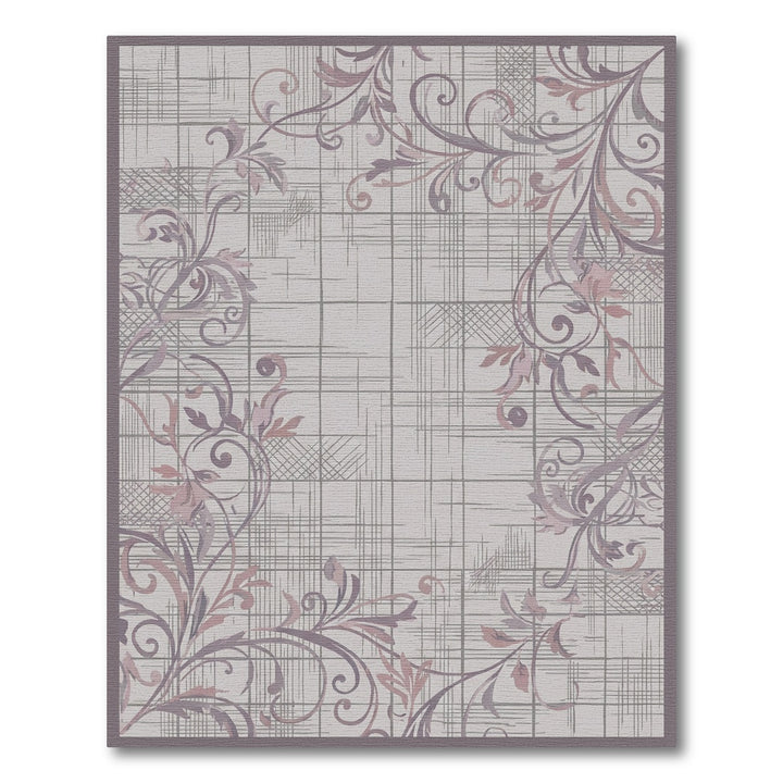 Lavender Vine with Grungy Plaid Background Rug