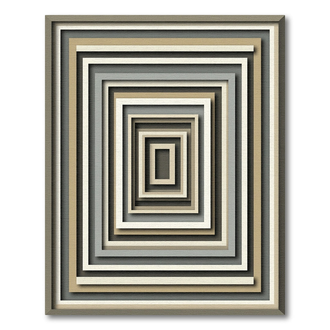 Abstract Neutral Tone Square Layered Rug