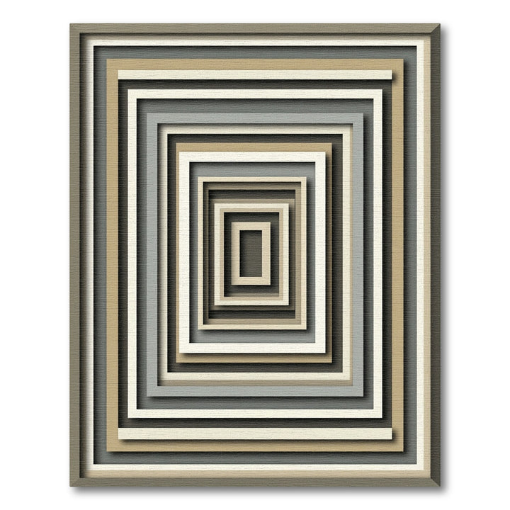 Abstract Neutral Tone Square Layered Rug