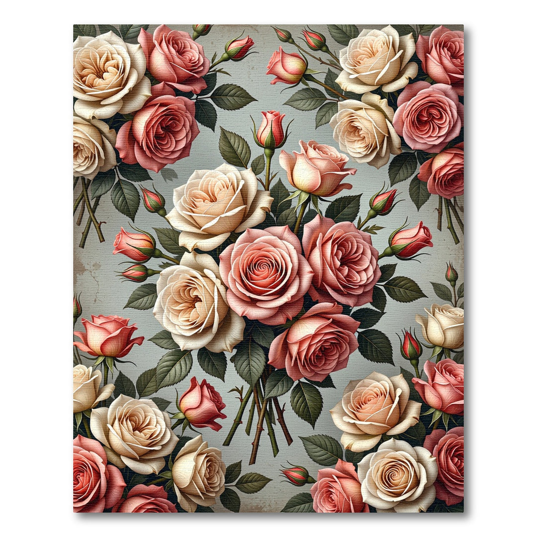 Rose Garden Bouquet Coral Cream Rug
