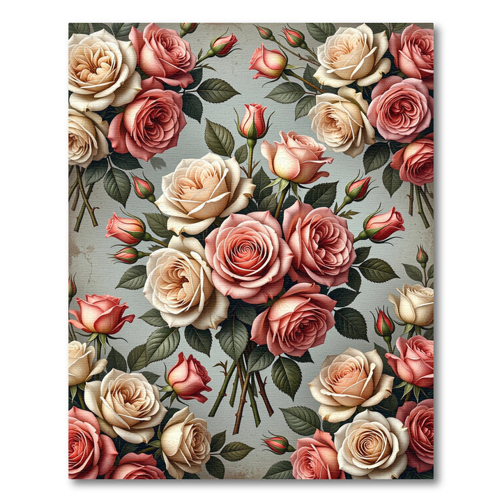 Rose Garden Bouquet Coral Cream Rug