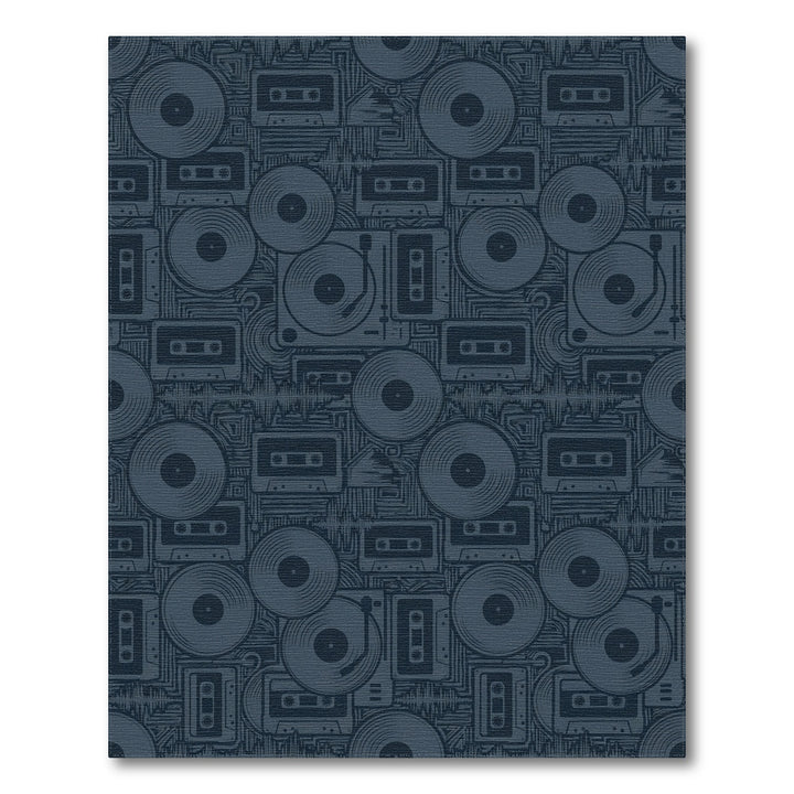 Retro Dark Blue Vinyl Cassette Mix Rug