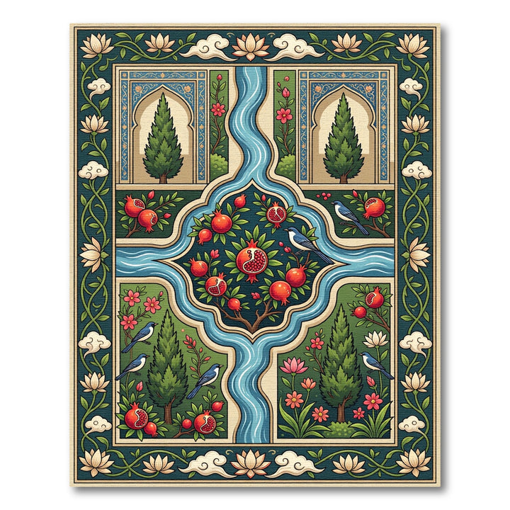Emerald Garden Pomegranate Birds Rug