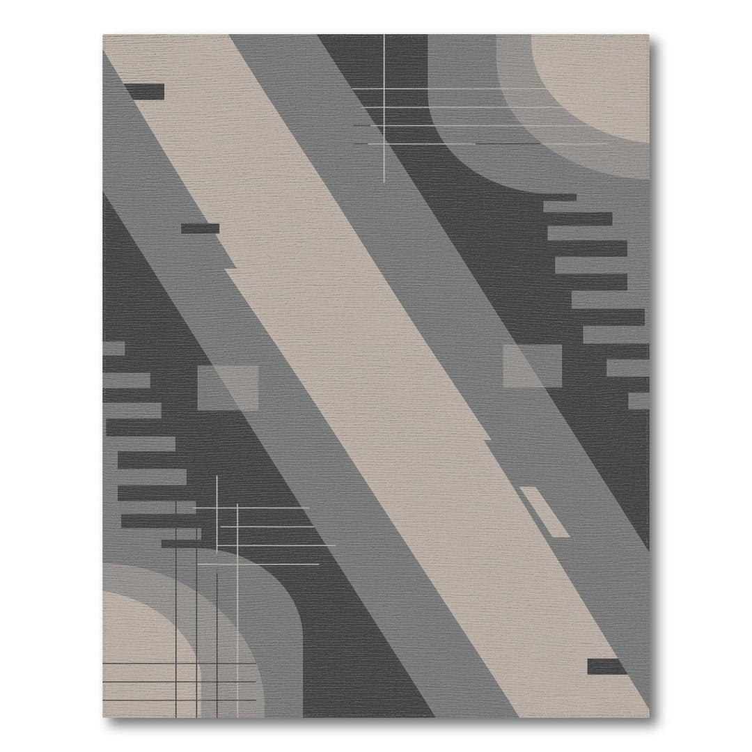 Grey Geometric Abstract Area Rug