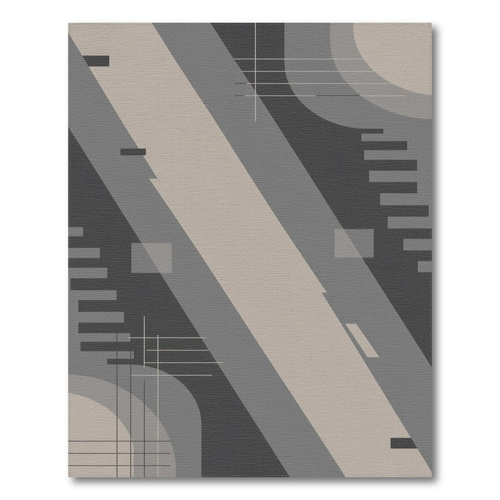Grey Geometric Abstract Area Rug