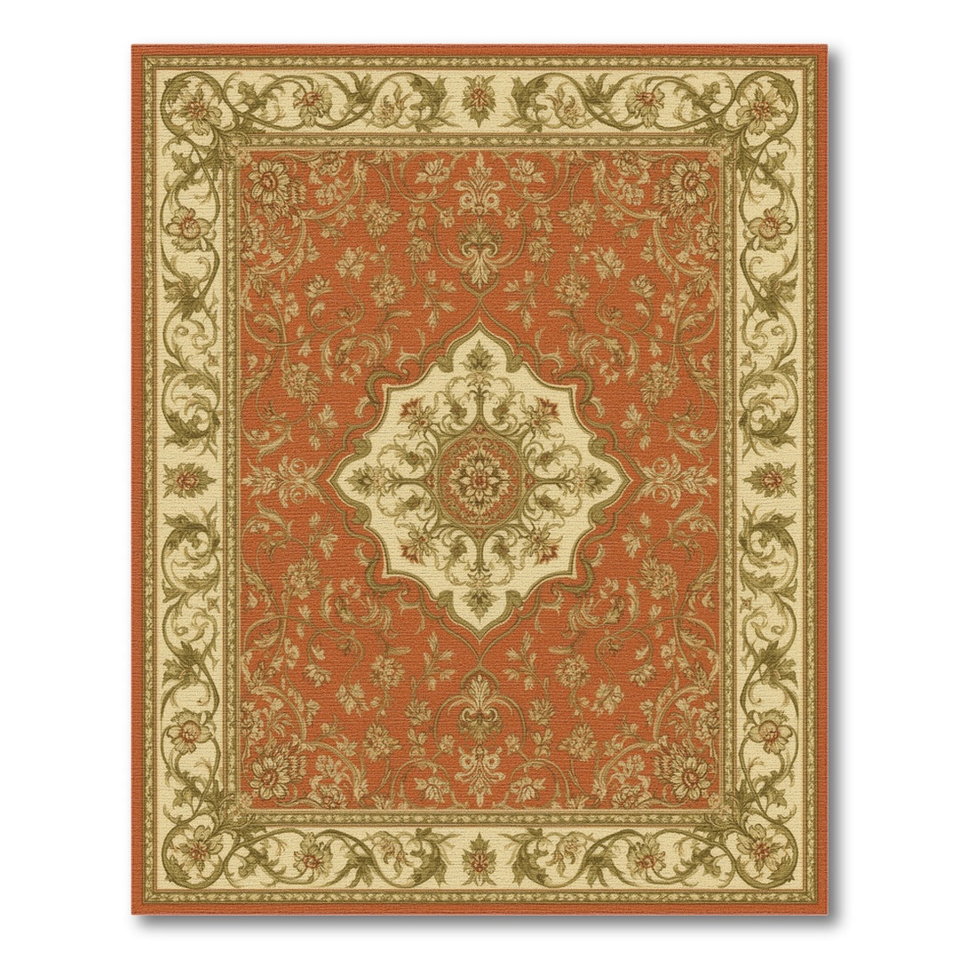 Red Persian Floral Medallion Area Rug