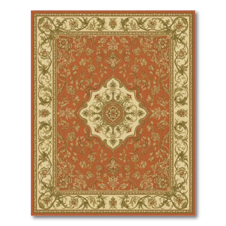 Red Persian Floral Medallion Area Rug