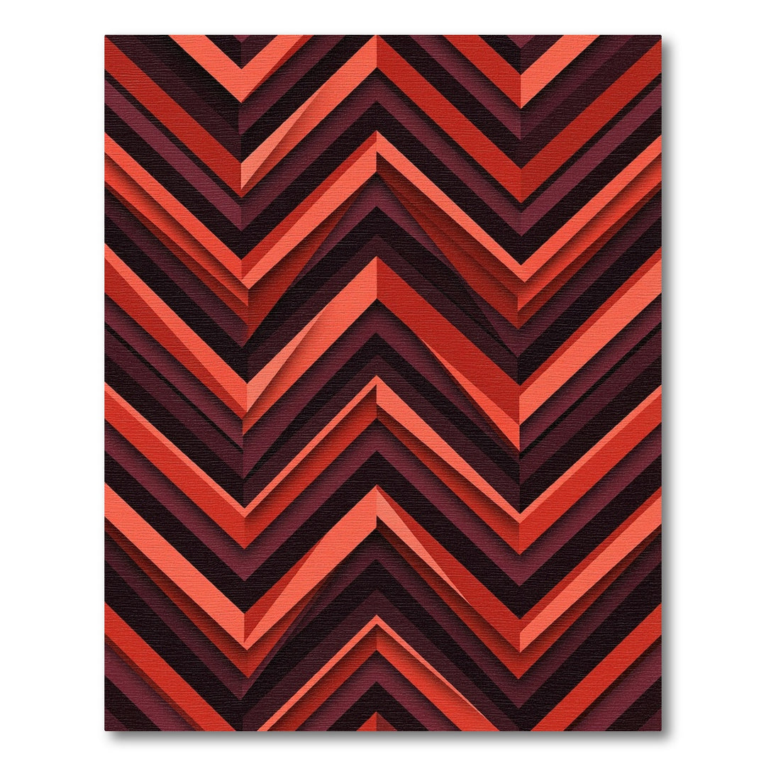 Crimson Herringbone Chevron Depth Rug