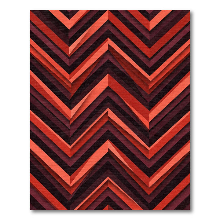 Crimson Herringbone Chevron Depth Rug