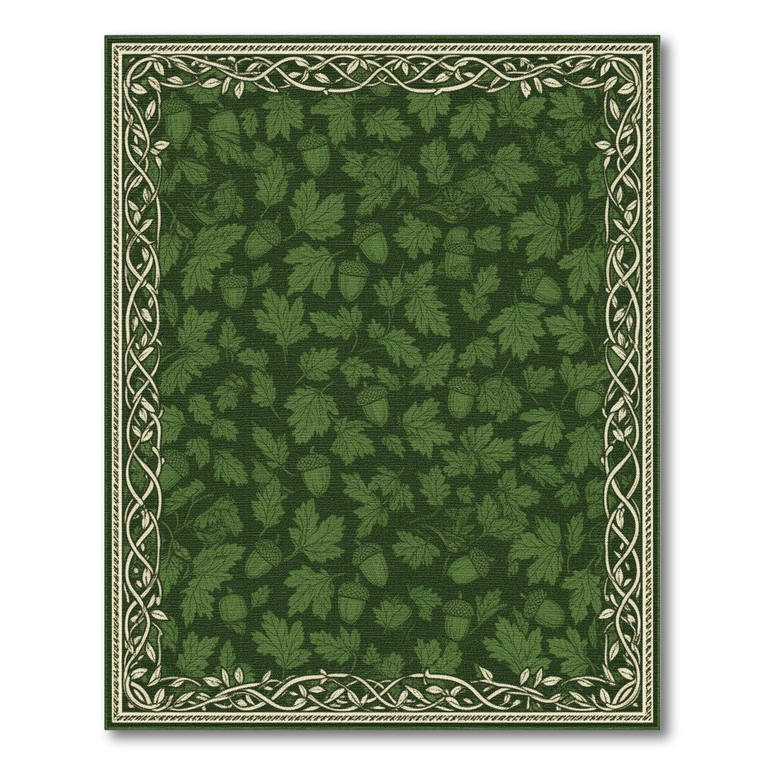 Green Oak Leaf Acorn Area Rug