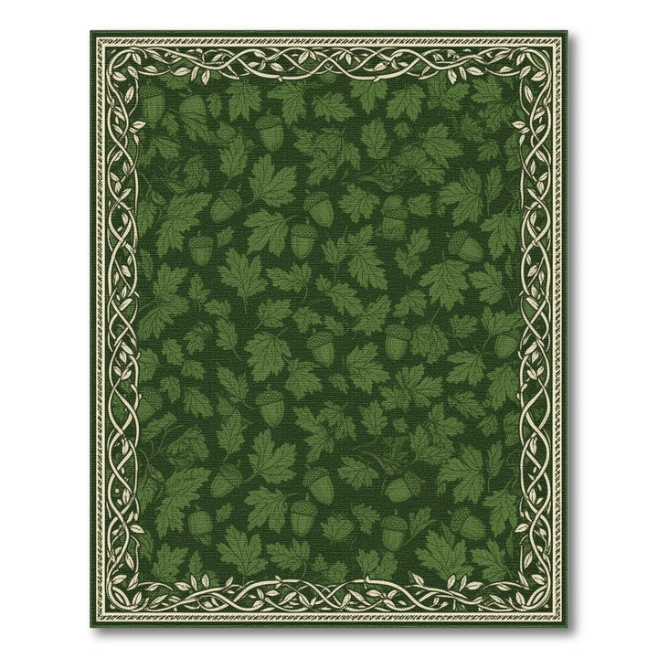 Green Oak Leaf Acorn Area Rug