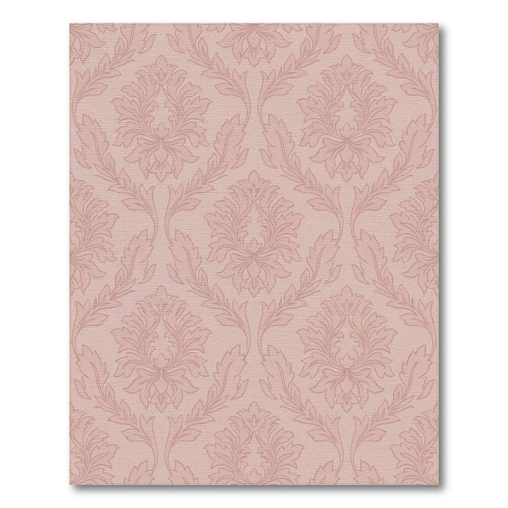Rose Pink Damask Scroll Medallion Rug