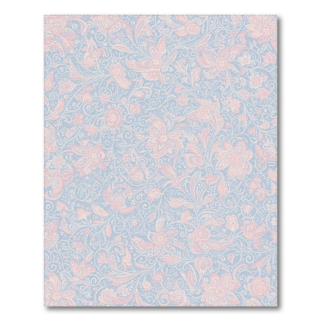 Pink Floral Blue Vintage Area Rug