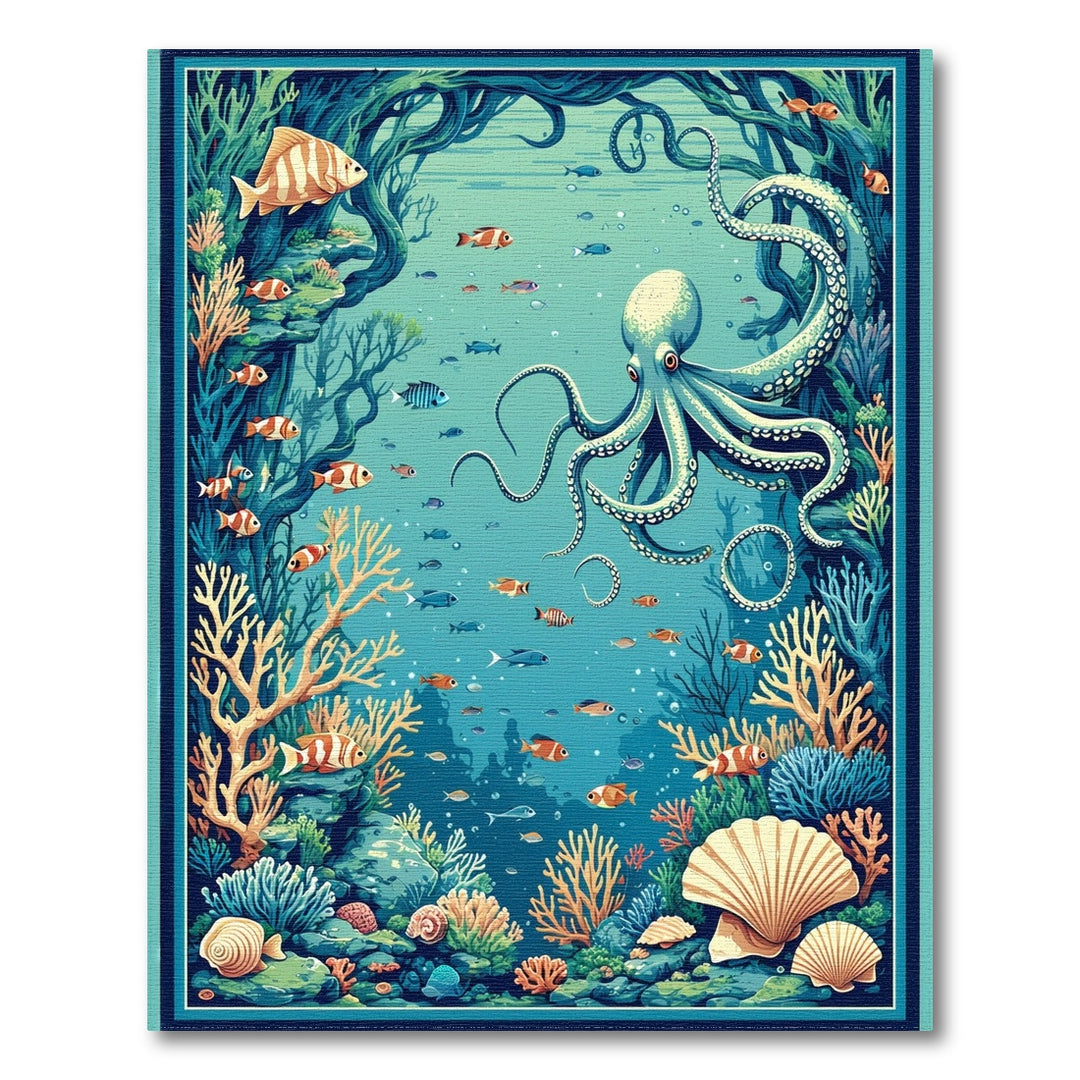 Octopus Reef Washable Area Rug