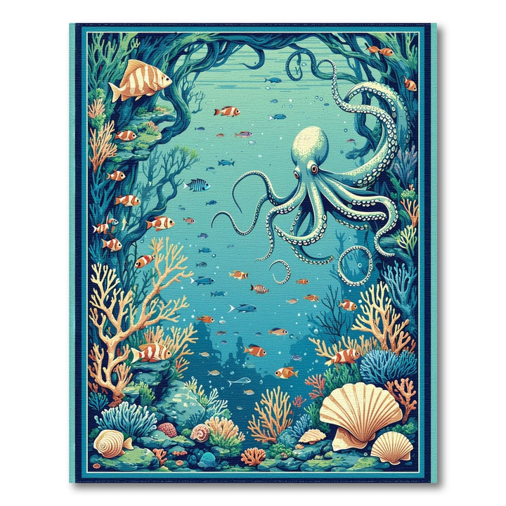 Octopus Reef Washable Area Rug