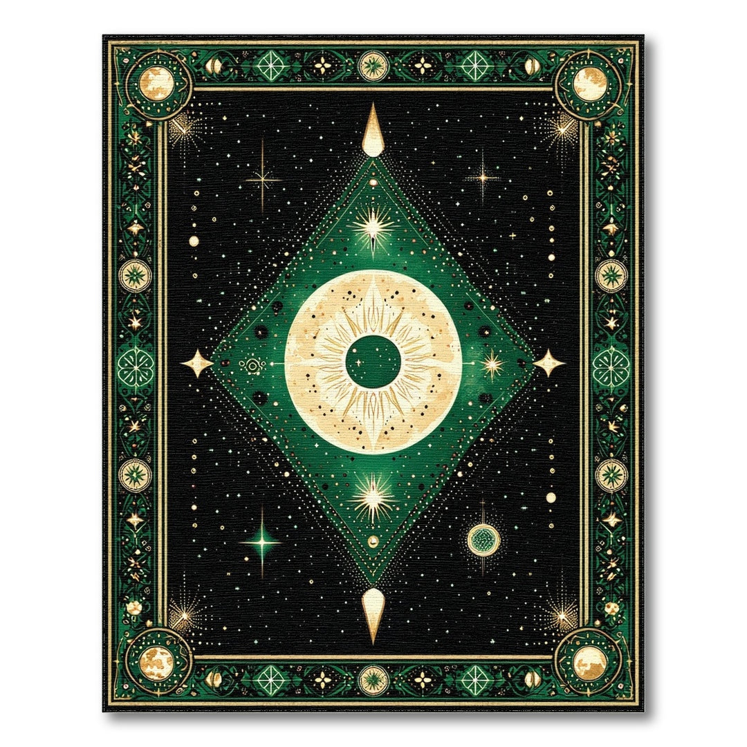 Celestial Green Eye Geometric Area Rug