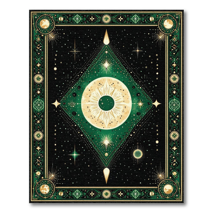 Celestial Green Eye Geometric Area Rug