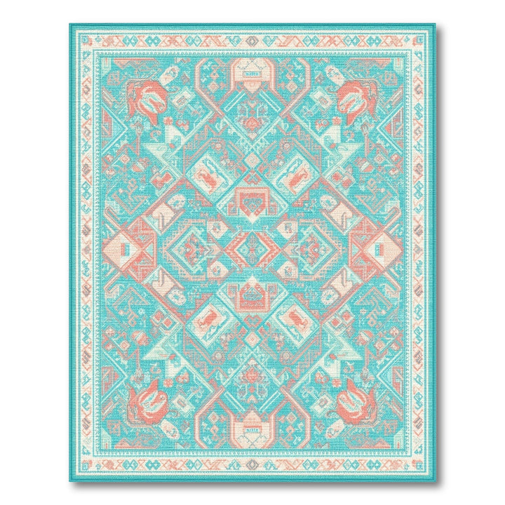 Teal Southwestern Geometric Area Rug